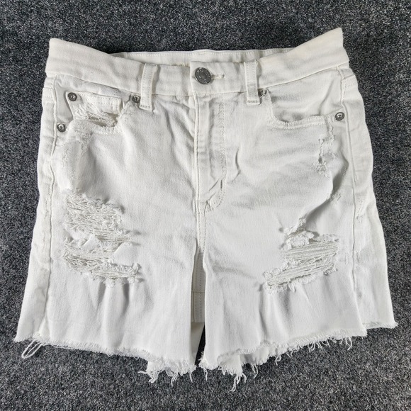 American Eagle Outfitters Pants - American Eagle Outfitters Women's White‎ Curvy Hi-Rise Shorts Size 4 Distressed